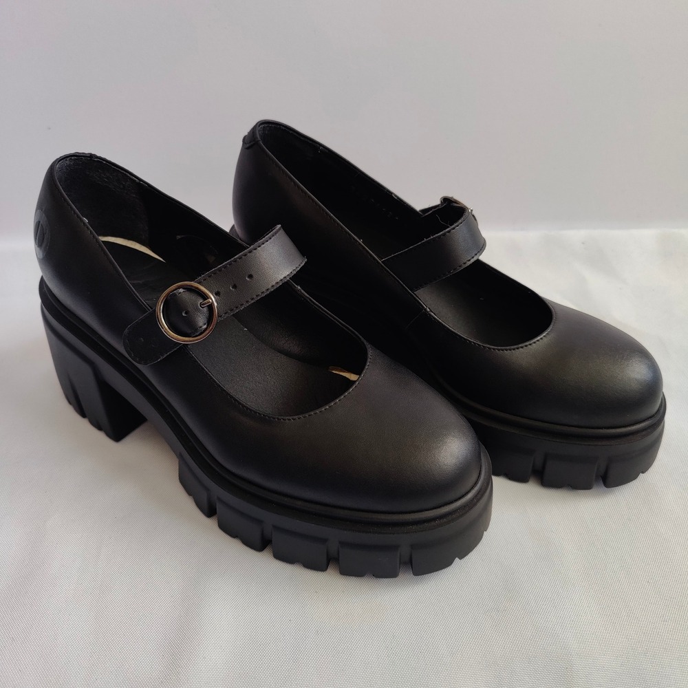 Altercore Margot Black Chunky Platform Mary Janes Lug Sole Vegan Alt Goth 37 / 7